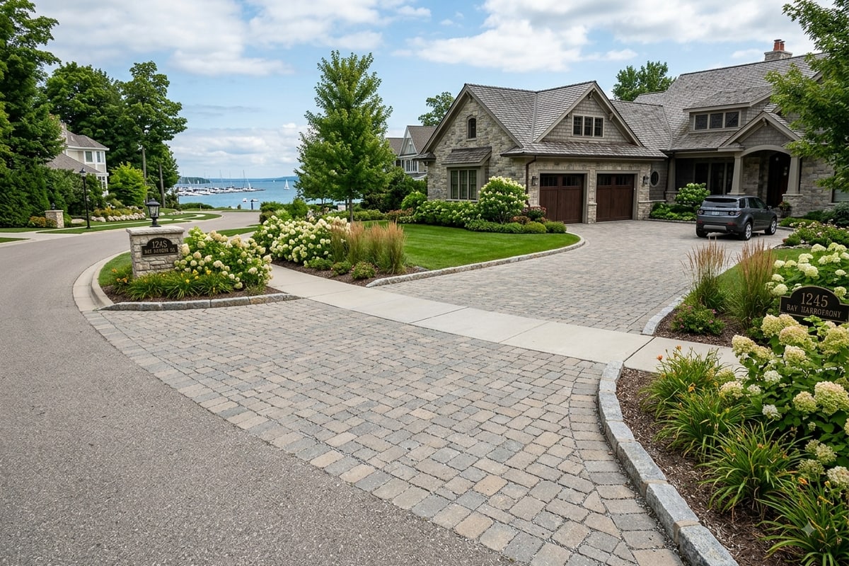 Permeable paver driveway apron in a Bay Harbor community